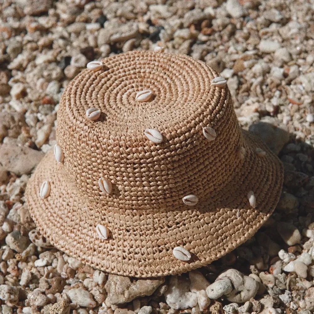 Millie Shell Raffia Bucket Hat - Picture 2 of 8